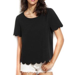 Topshop Black Scalloped Edge Cropped T-Shirt